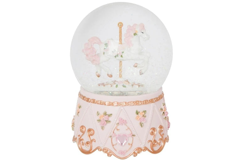 Russell Collection Resin Snow Globe - Carousel Horse with Music
