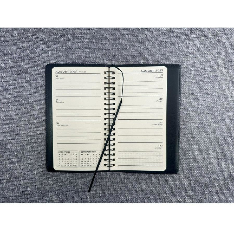 2027 Diary OzCorp Black Slim Week to View Spiral, AP-SW1027
