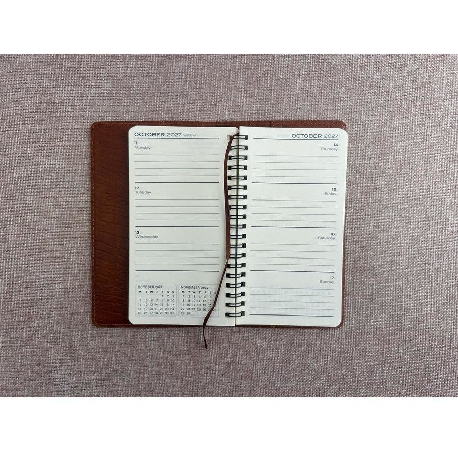 2027 Diary OzCorp Contempo Slim Week to View Spiral Croc Tan, AP-SW2227
