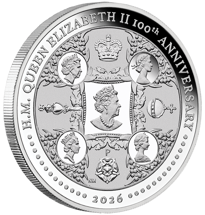 H.M. Queen Elizabeth II 100th Anniversary 1oz Silver Proof Perth Mint Presentation Case and COA