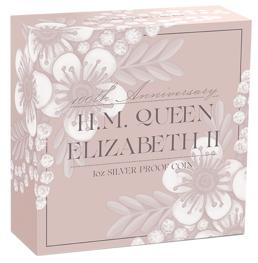 H.M. Queen Elizabeth II 100th Anniversary 1oz Silver Proof Perth Mint Presentation Case and COA