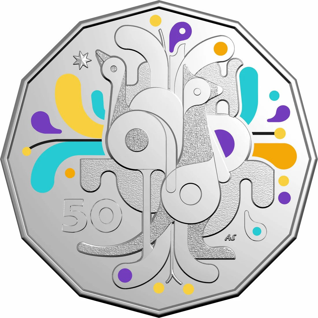 2025 50C Coloured Uncirculated Coin - Celebrations