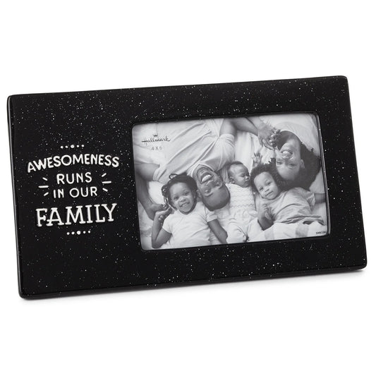 Hallmark ‘Awesomeness Runs in Our Family’ Black Ceramic Picture Frame - Ceramic Photo Frame - Horizontal 4 x 6 Inch With Easel Back