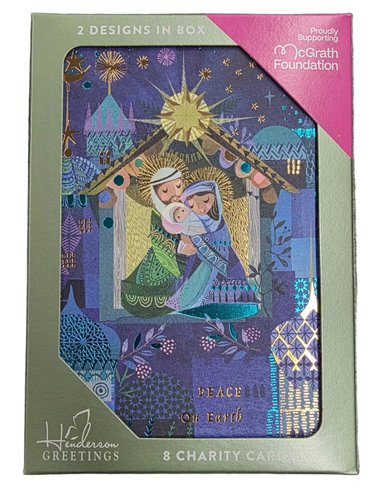 Christmas Charity Boxed Cards - Beautiful Ornate Nativity Peace On Earth (2 Designs) available at popandharv.com.au