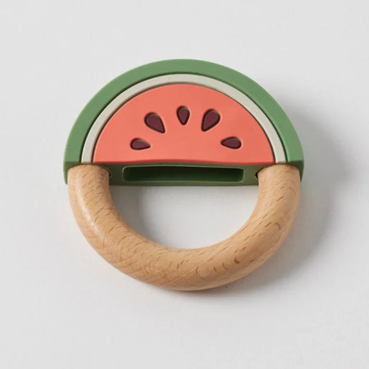 Teether | Watermelon Silicone & Wood available at popandharv.com.au