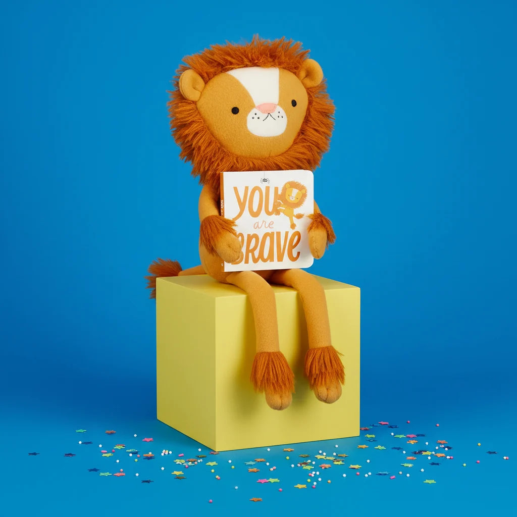 Hallmark Gifts - MopTops - Lion Plush with You Are Brave Board Book