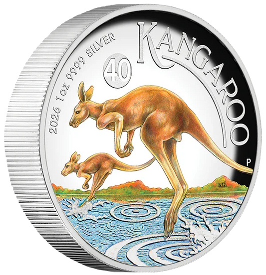 2025 Australian Kangaroo 1 Oz Silver Proof High Relief Coloured Coin