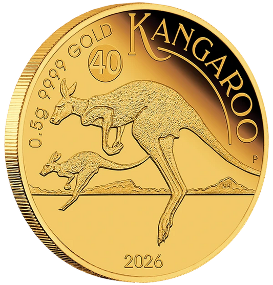 Australian Kangaroo Mini Roo 2026 0.5g Gold Proof Coin in Card