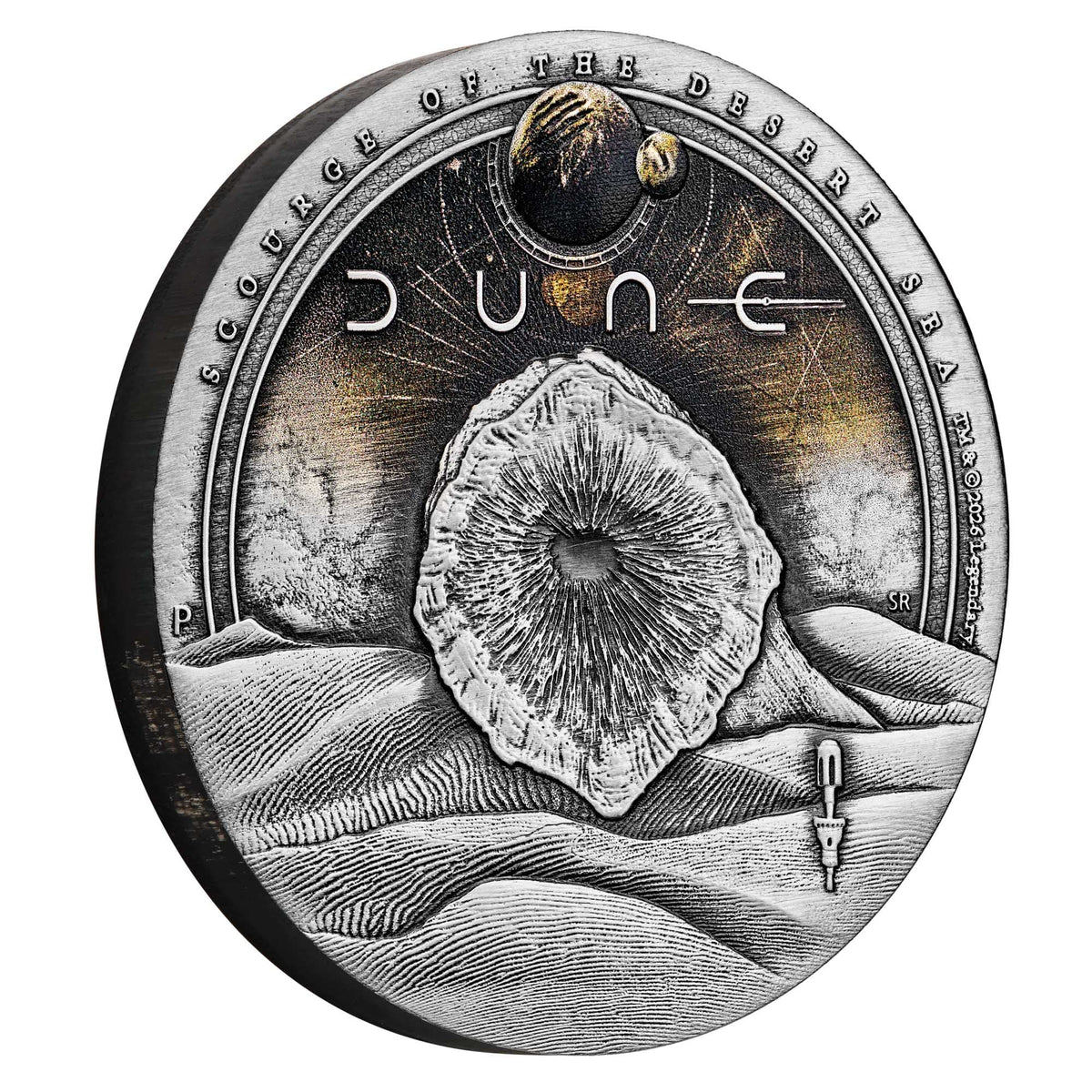 2026 DUNE WORM 2OZ SILVER ANTIQUED COIN