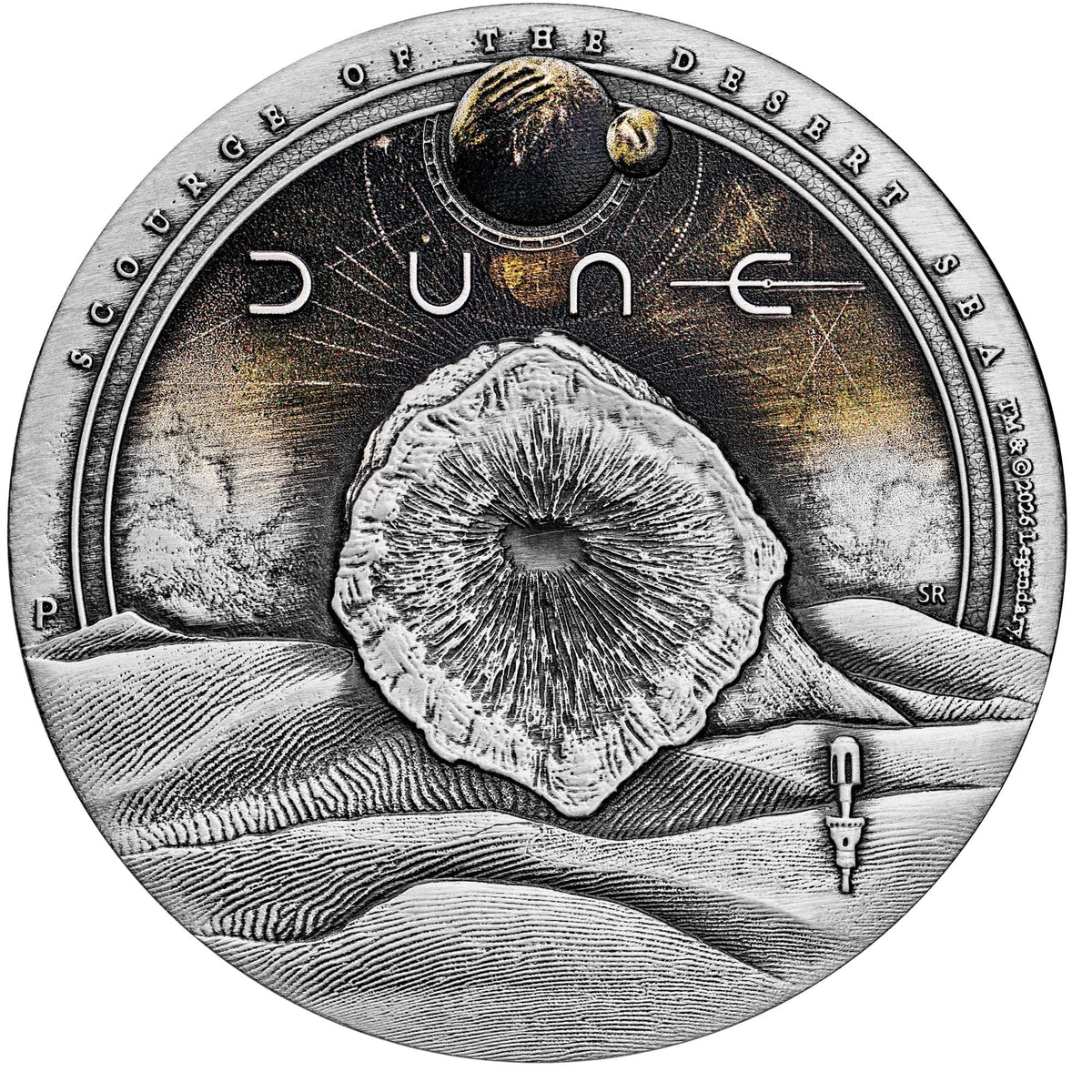 2026 DUNE WORM 2OZ SILVER ANTIQUED COIN
