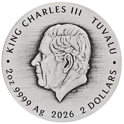 2026 DUNE WORM 2OZ SILVER ANTIQUED COIN