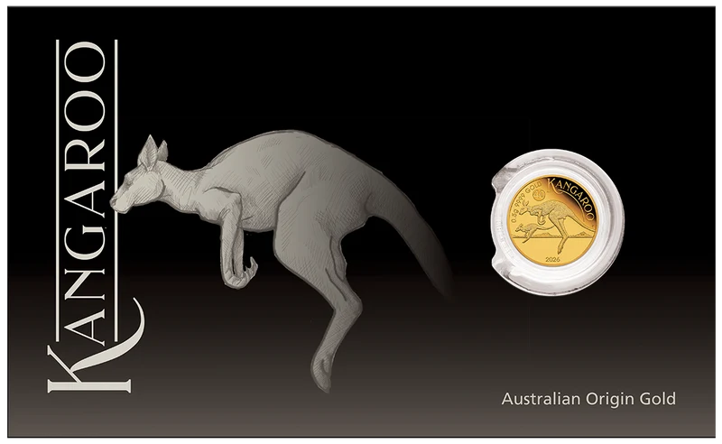Australian Kangaroo Mini Roo 2026 0.5g Gold Proof Coin in Card