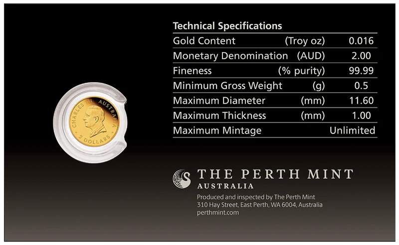 Australian Kangaroo Mini Roo 2026 0.5g Gold Proof Coin in Card