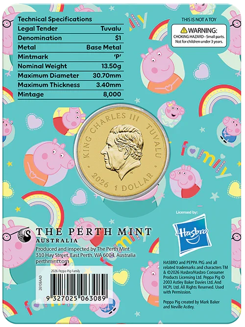 Pippa Pig - Family 2026 Collector Coin in Card