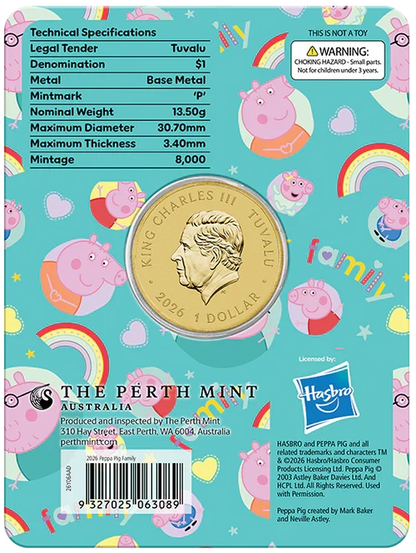 Pippa Pig - Family 2026 Collector Coin in Card