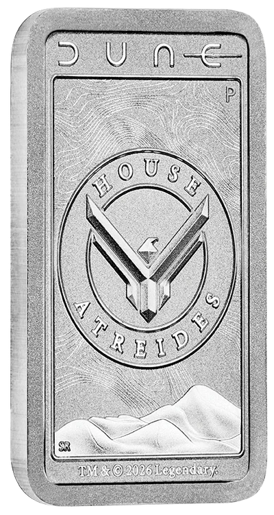 DUNE HOUSE ATREIDES 2026 10G SILVER MINTED BAR