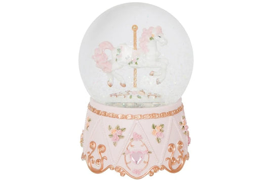 Russell Collection Resin Snow Globe - Carousel Horse with Music