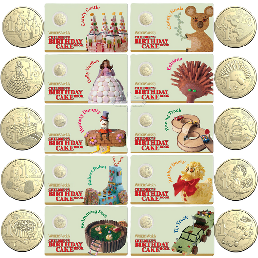 AWW Birthday Cake Book $1 Carded Coin - Complete Set of 10
