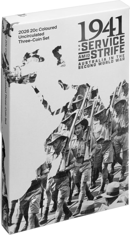 2026 20c Coloured Uncirculated Three Coin Set - 1941 Srevice Amid Strife