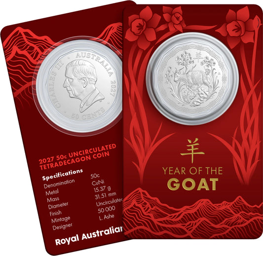 2027 50c Tetradecagon Uncirculated Coin - Year of the Goat