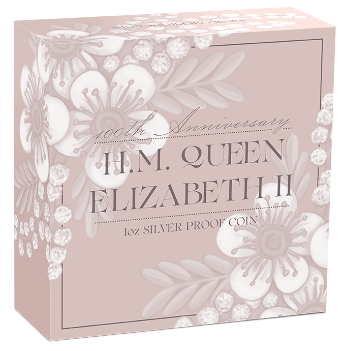 H.M. Queen Elizabeth II 100th Anniversary 1oz Silver Proof Perth Mint Presentation Case and COA