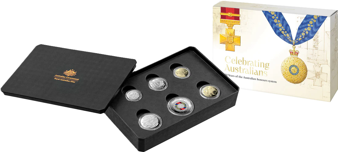 2025 Coloured Six-Coin Proof Year Set - 50Th Anniversary Of The Australian Honours And Awards System