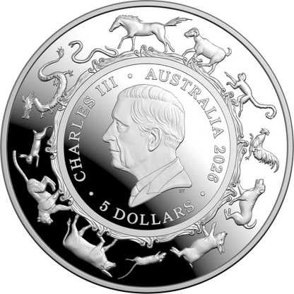 2025 $5 1 Oz Fine Silver Proof Domed Coin - Lunar Series - Year Of The Horse