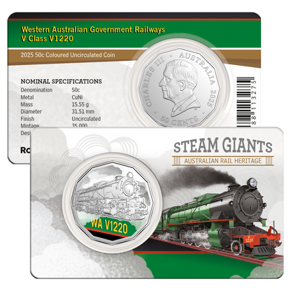 2025 50C Coloured Uncirculated Seven Coin Set - Steam Giants