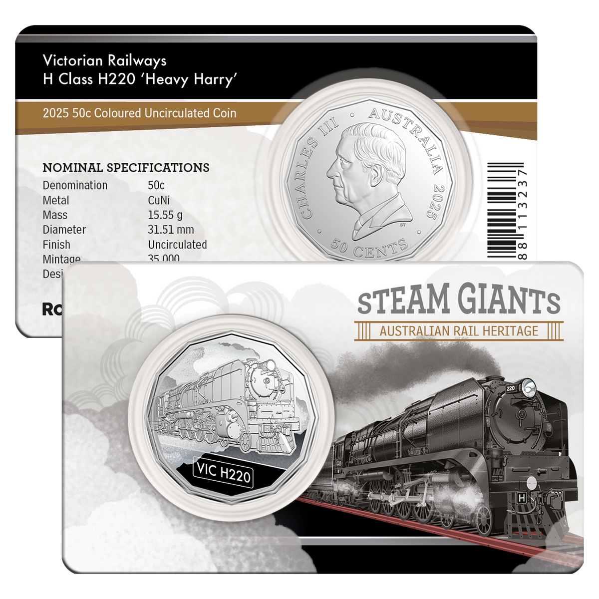 2025 50C Coloured Uncirculated Seven Coin Set - Steam Giants