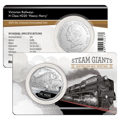 2025 50C Coloured Uncirculated Seven Coin Set - Steam Giants