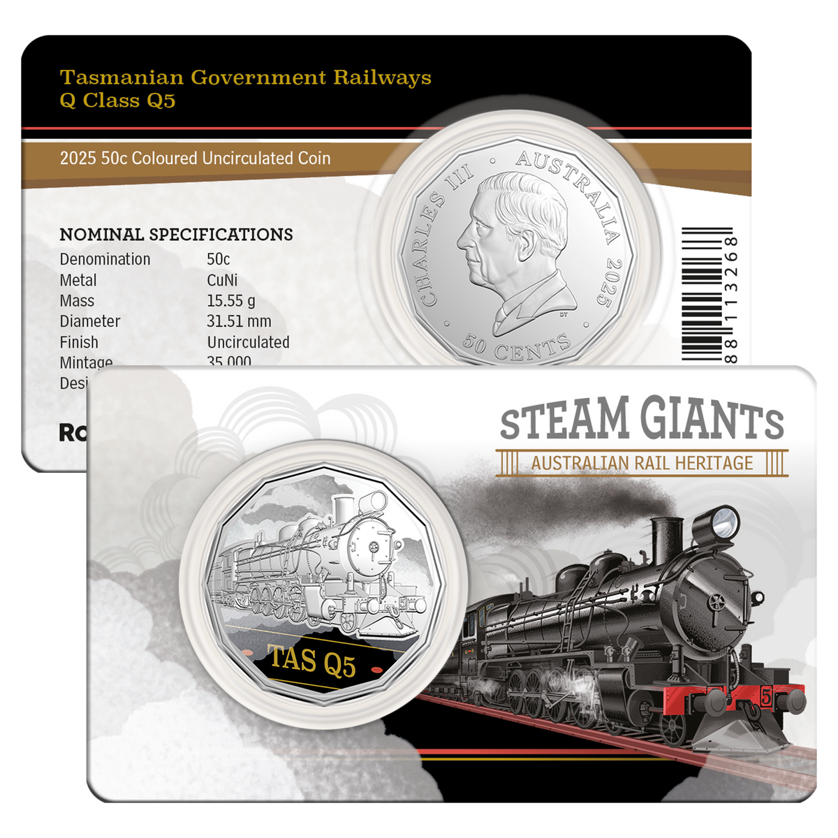 2025 50C Coloured Uncirculated Seven Coin Set - Steam Giants