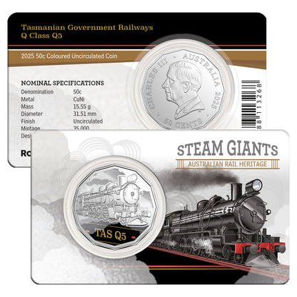 2025 50C Coloured Uncirculated Seven Coin Set - Steam Giants