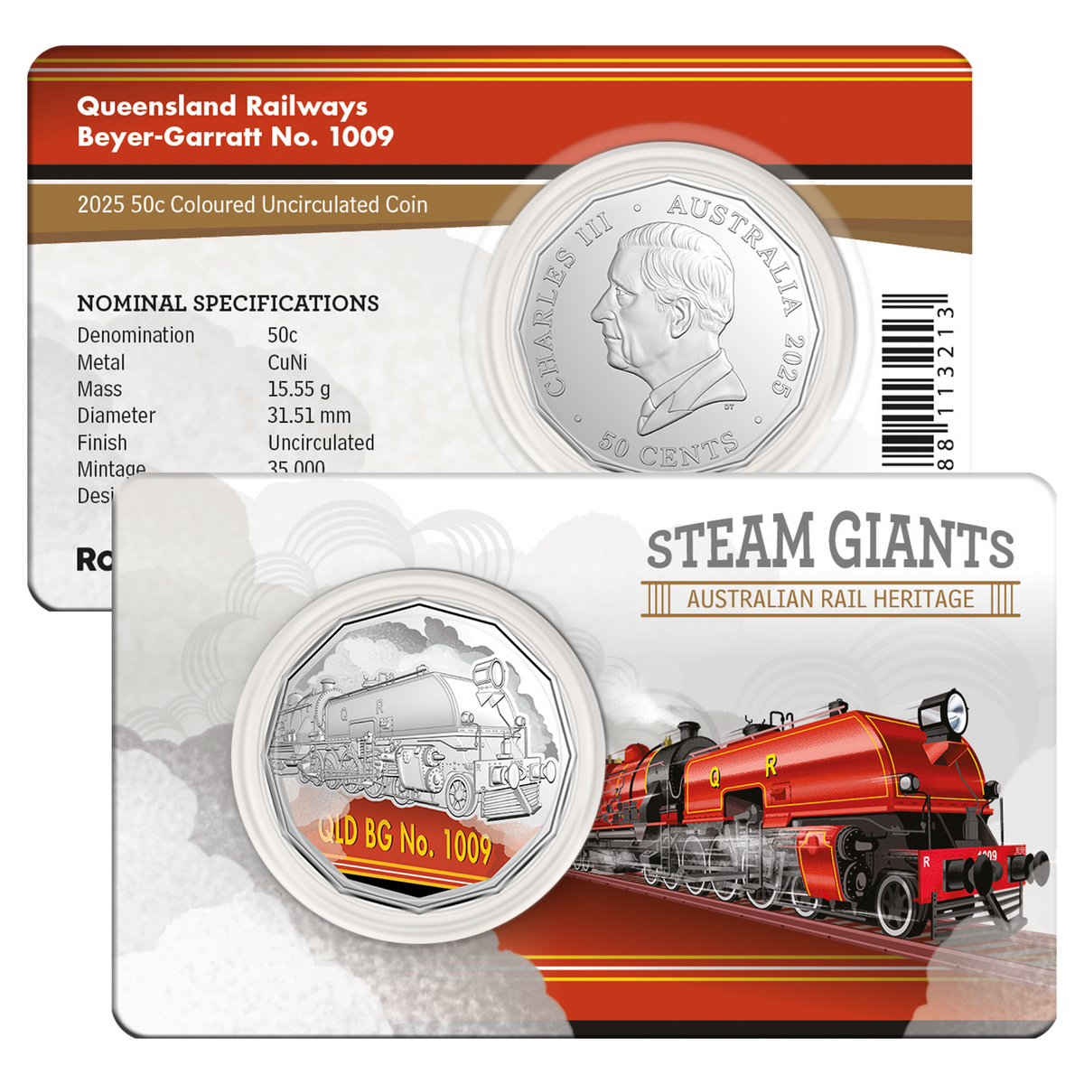 2025 50C Coloured Uncirculated Seven Coin Set - Steam Giants