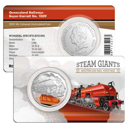2025 50C Coloured Uncirculated Seven Coin Set - Steam Giants