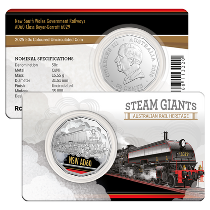 2025 50C Coloured Uncirculated Seven Coin Set - Steam Giants