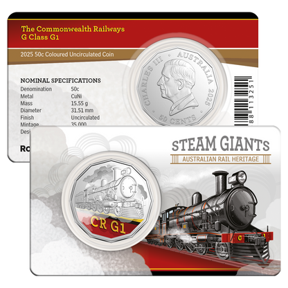 2025 50C Coloured Uncirculated Seven Coin Set - Steam Giants