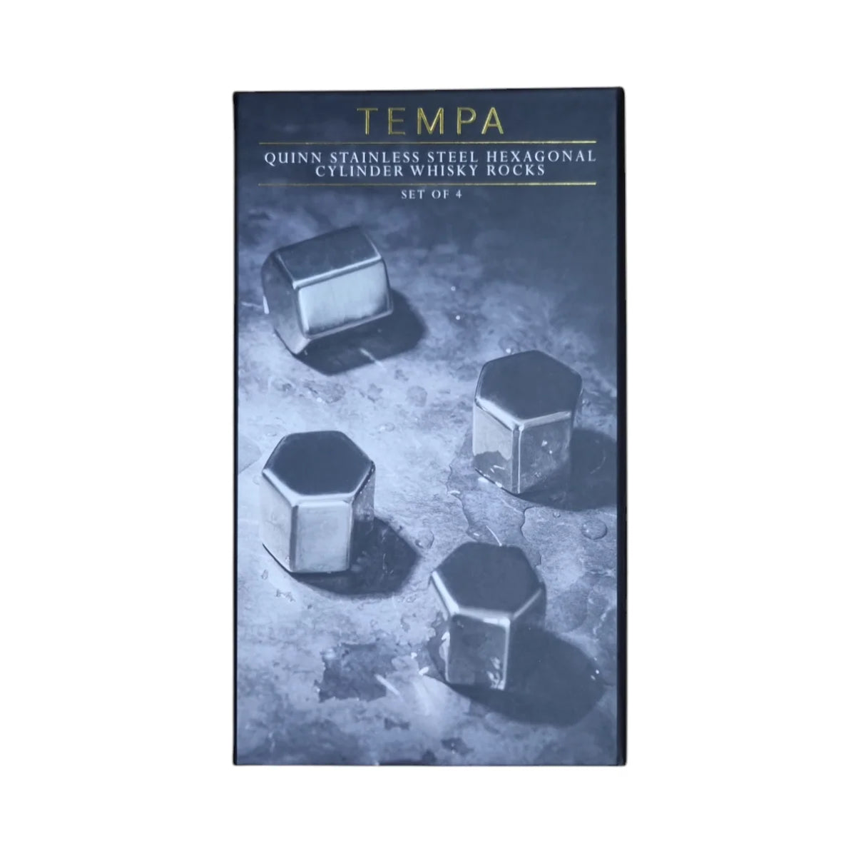 Tempa | Quinn Stainless Steel Hexagonal Cylinder Whisky Rocks 4pk