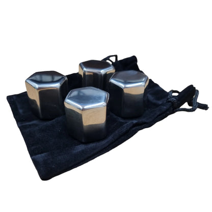 Tempa | Quinn Stainless Steel Hexagonal Cylinder Whisky Rocks 4pk