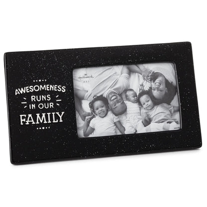 Hallmark ‘Awesomeness Runs in Our Family’ Black Ceramic Picture Frame - Ceramic Photo Frame - Horizontal 4 x 6 Inch With Easel Back