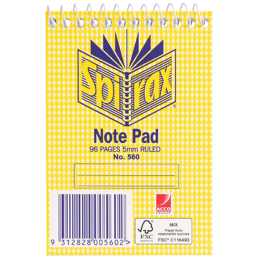 Spirax No. 560 Note Pad 112 x 77mm 96 Pages