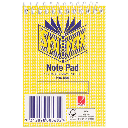 Spirax No. 560 Note Pad 112 x 77mm 96 Pages