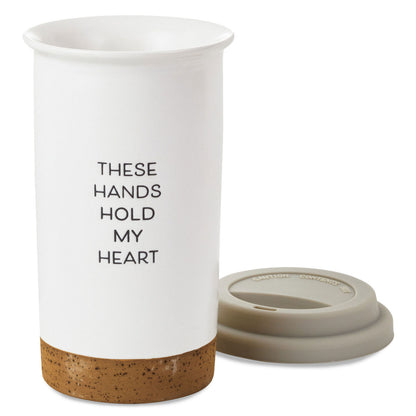 DIY "These Hands Hold My Heart" Ceramic Travel Mug with Handprint Kit