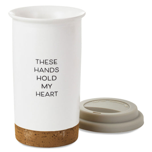 DIY "These Hands Hold My Heart" Ceramic Travel Mug with Handprint Kit