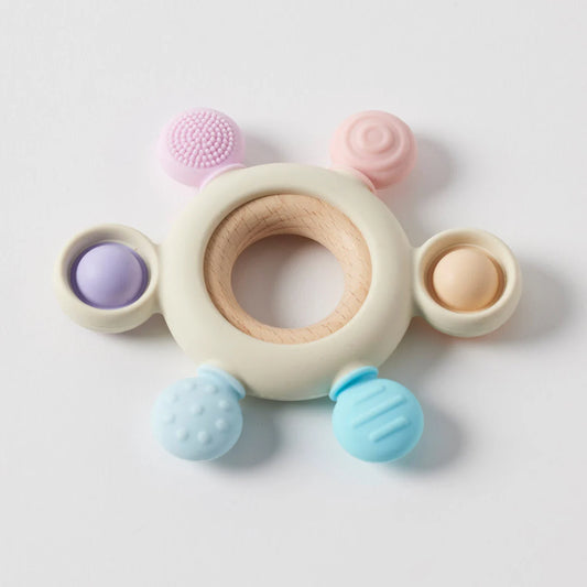 Teether | Sensory Beaded Silicone & Wood