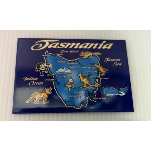 TASMANIA MAP COBALT BLUE MAGNET