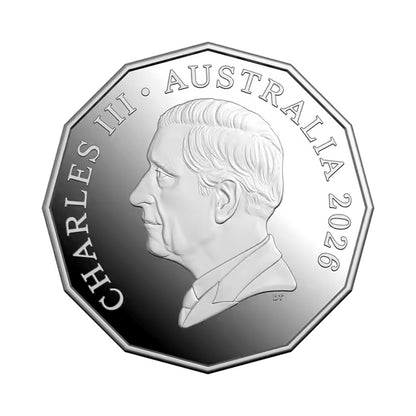 2026 50c Coloured Silver Proof Coin - First Television Broadcast 70th